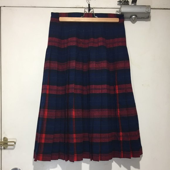 VINTAGE PENDLETON REVERSIBLE PLEATED PLAID MIDI SKIRTS SIZE 30 - Picture 2 of 10